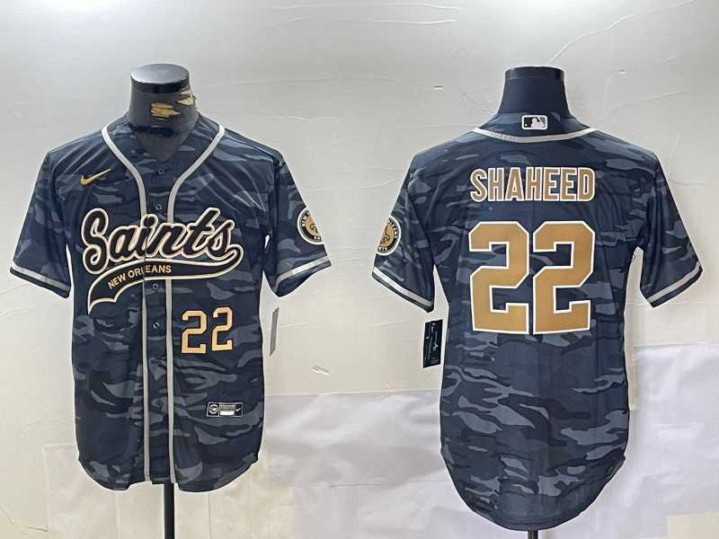 Men%27s New Orleans Saints #22 Rashid Shaheed Grey Camo With Patch Cool Base Stitched Baseball Jerseys->new orleans saints->NFL Jersey